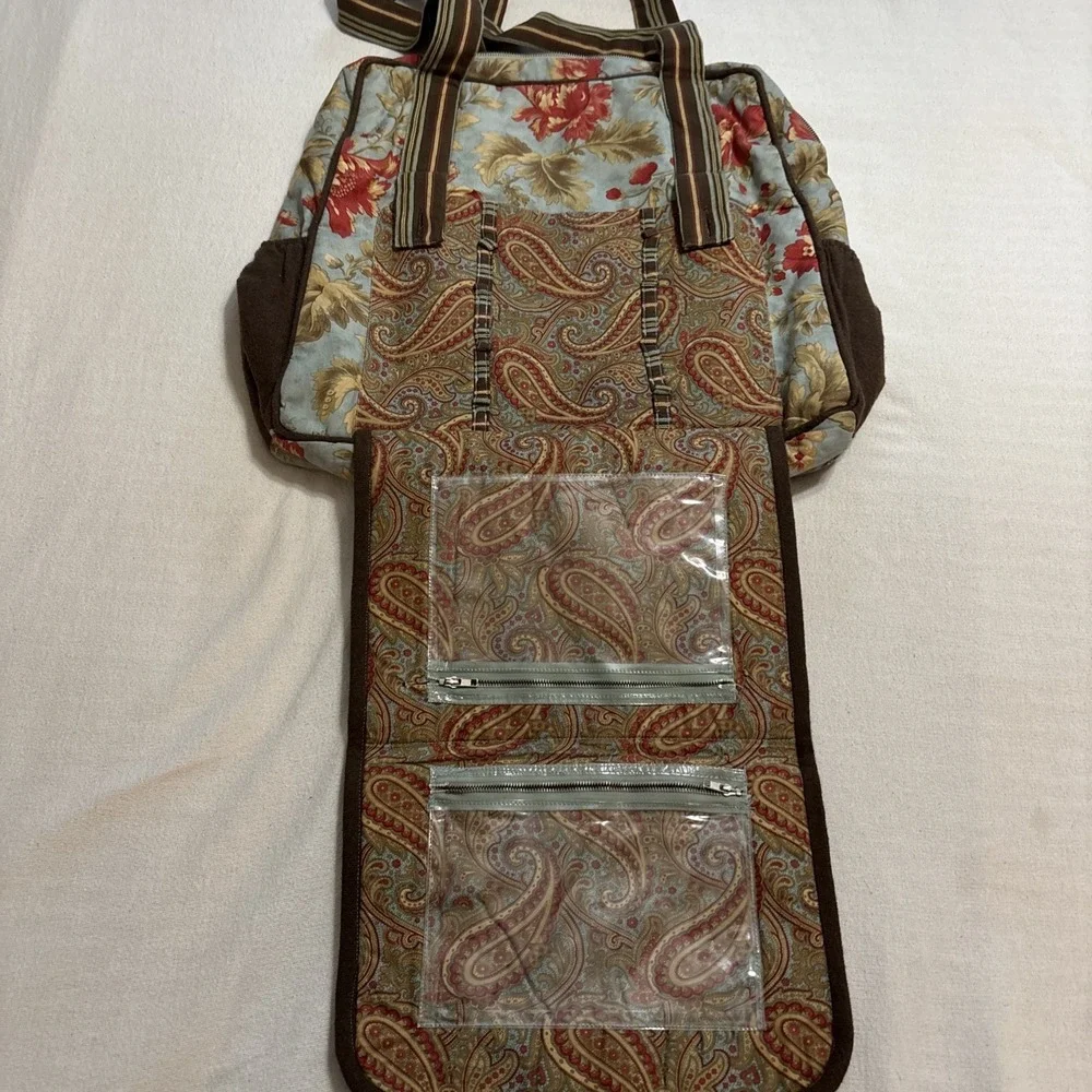 MODA HOME Cotton Floral‎ Fabric Tote Travel Bag Crafts Computer Plastic Storage